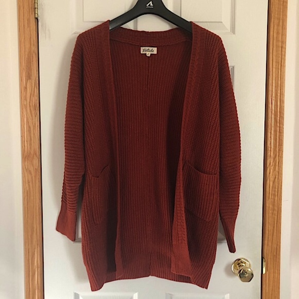 NWOT Oversized Burnt Orange Long Knit Cardigan
